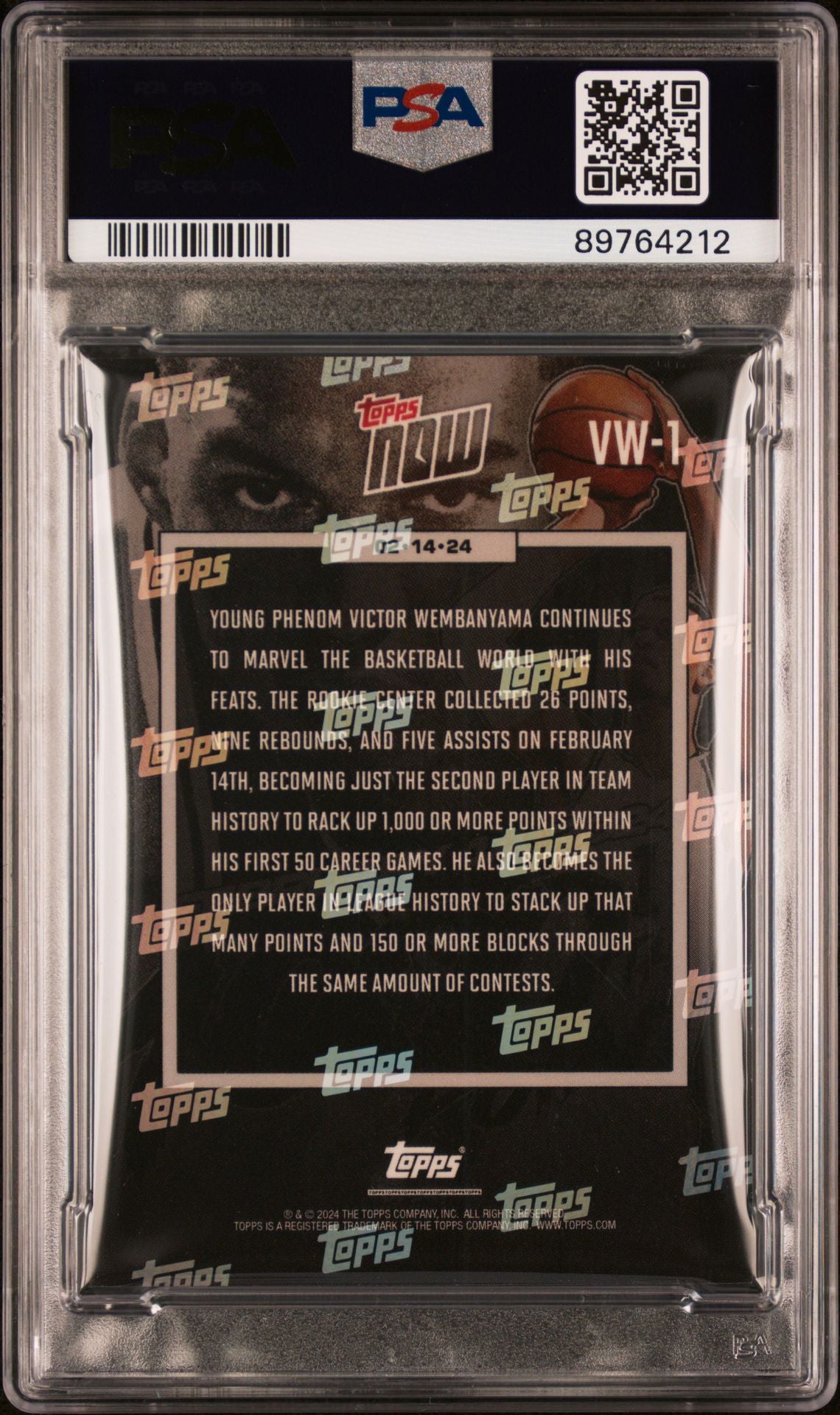 Victor Wembanyama 2023-24 Topps Now 1000th Point #VW-1 RC PSA 8.5