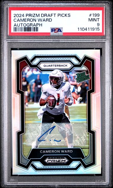 Cameron Ward 2024 Prizm Draft Picks Rated Prospect Silver Prizm Autograph PSA 9
