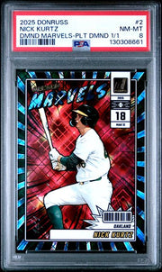 Nick Kurtz 2025 Donruss Diamond Marvels Platinum #'d 1/1 PSA 8