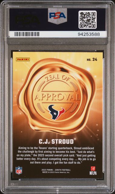 CJ Stroud 2023 Panini Zenith Zeal of Approval PSA 10