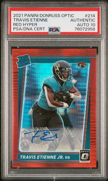 Travis Etienne 2021 Panini Donruss Optic Red Hyper Rookie Autograph PSA Authentic