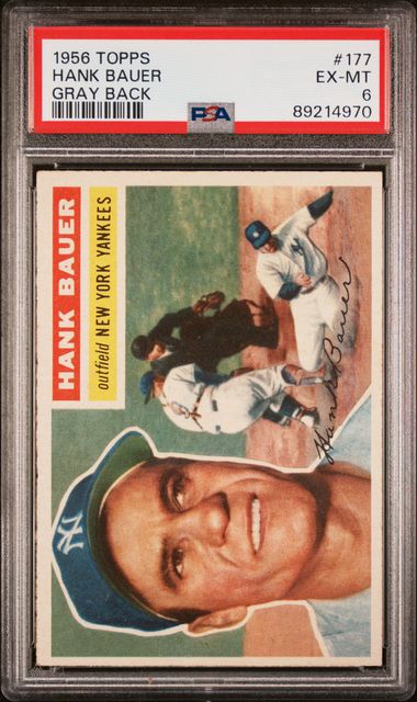 Hank Bauer 1956 Topps Gray Back #177 PSA 6