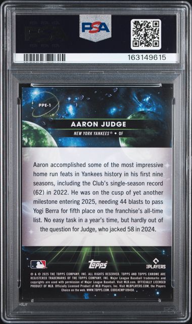 Aaron Judge 2025 Topps Cosmic Chrome Planetary Pursuit Earth PSA 8