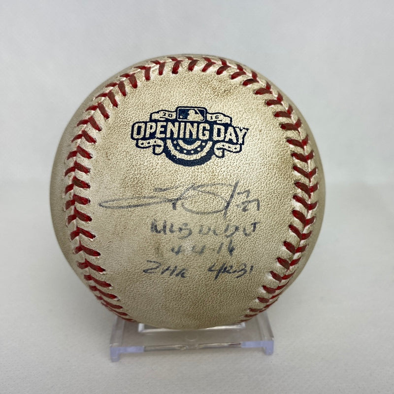 Trevor Story Autographed MLB Game Used From MLB Debut 2HR Game Pitch In Dirt 04/04/16