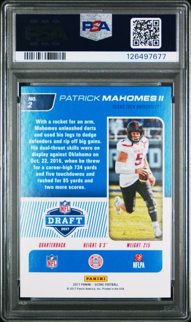 Patrick Mahomes II 2017 Panini Score NFL Draft PSA 9