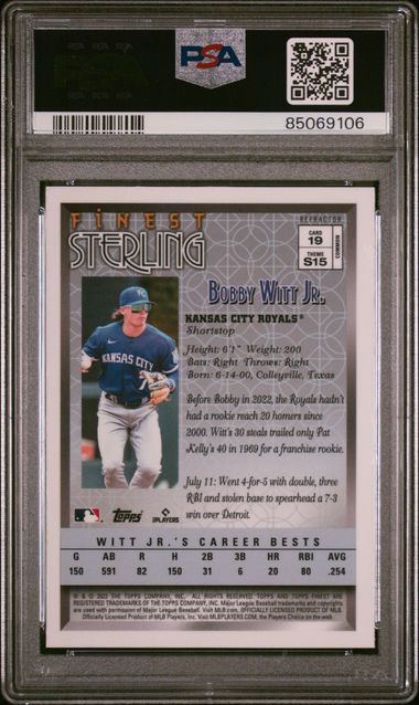 Bobby Witt Jr. 2023 Finest Flashbacks Refractor PSA 9