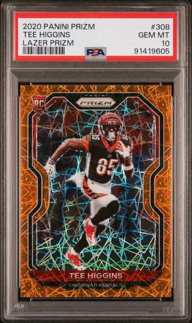 Tee Higgins 2020 Panini Prizm Lazer Prizm Rookie PSA 10