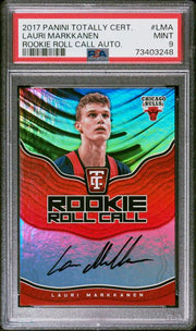 Lauri Markkanen 2017 Panini Totally Certified Rookie Roll Call Auto PSA 9