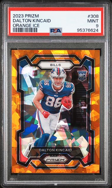 Dalton Kincaid 2023 Panini Prizm orange ice prizm rookie card PSA 9