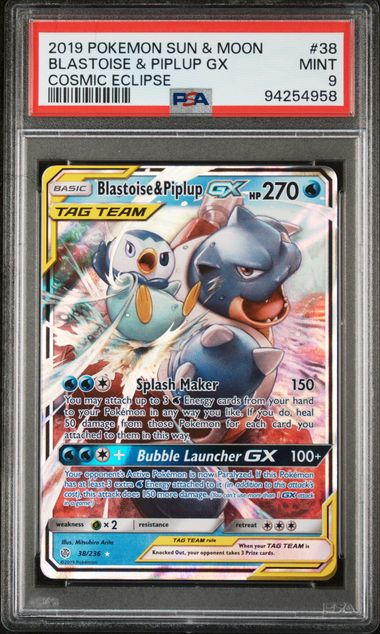 Blastoise & Piplup GX Tag Team Pokémon Sun & Moon Cosmic Eclipse 