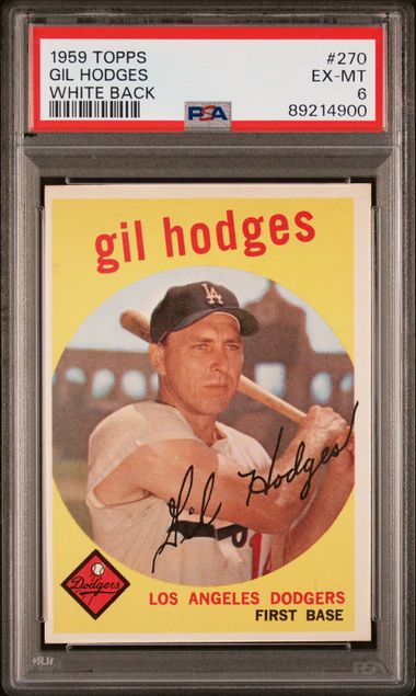 Gil Hodges 1959 Topps White Back #270 PSA 6