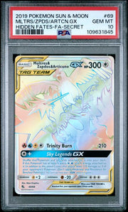 Moltres Zapdos Articuno gx 2019 Pokemon Sun & Moon Hidden Fates FA Secret rare #69/68 PSA 10
