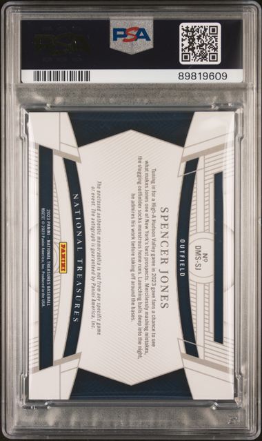 Spencer Jones 2023 National Treasures Die-Cut Material Signature #'d 23/99 PSA 8