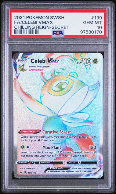 Celebi VMAX 2021 Pokemon lucky rare holo 199/198 PSA 10