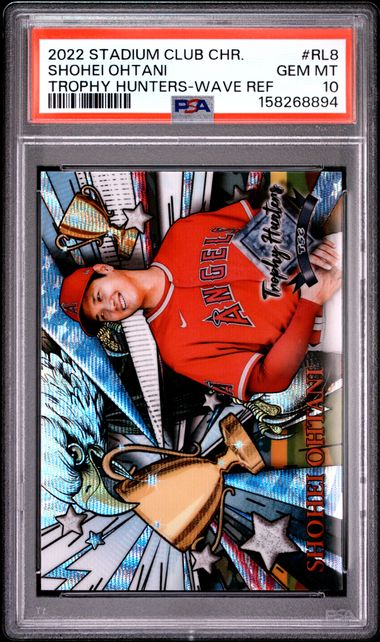 Shohei Ohtani 2022 Stadium Club Chrome Trophy Hunters Wave Refractor PSA 10