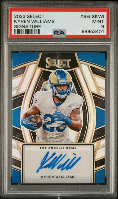 Kyren Williams 2023 Panini Select Signature Silver Prizm PSA 9