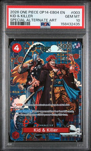 Kid & Killer One Piece Azure Sea's Seven Special Alternate Art #EB01-003 PSA 10