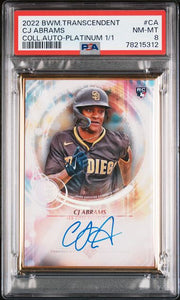CJ Abrams 2022 Bowman Transcendent Autograph Platinum #'d 1/1 PSA 8