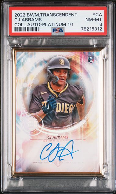 CJ Abrams 2022 Bowman Transcendent Autograph Platinum #'d 1/1 PSA 8