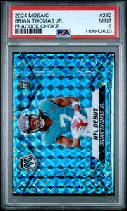 Brian Thomas Jr 2024 Mosaic Peacock Choice NFL Debut PSA 9