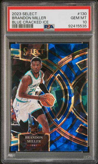 Brandon Miller 2023 Panini Select blue cracked ice prizm rookie card PSA 10