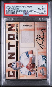 Tony Romo 2009 Playoff Absolute Canton Absolutes Material Autograph #'d 3/5 PSA 8