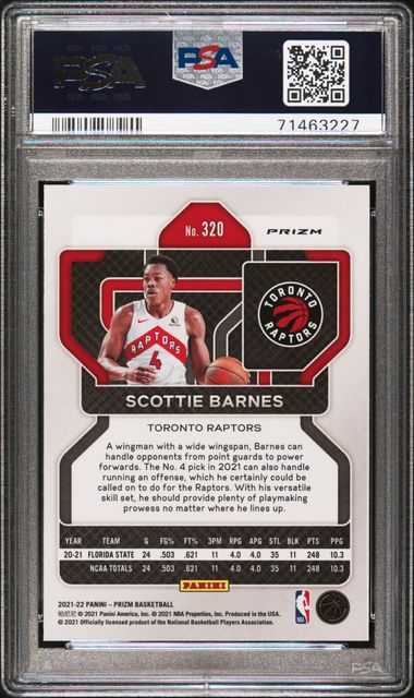 Scottie Barnes 2021 Panini Prizm RC Ice PSA 10