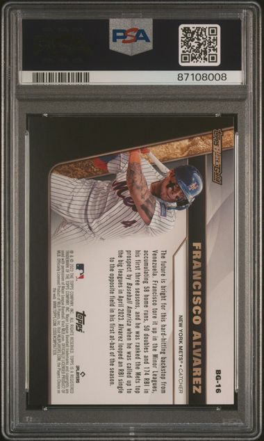 Francisco Alvarez 2023 Topps Update Series Black Gold-Blue RC PSA 10