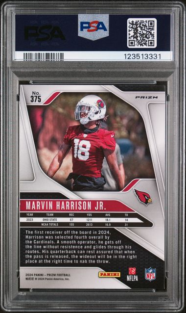 Marvin Harrison Jr. 2024 Panini Prizm Orange Ice Prizm Rookie PSA 9
