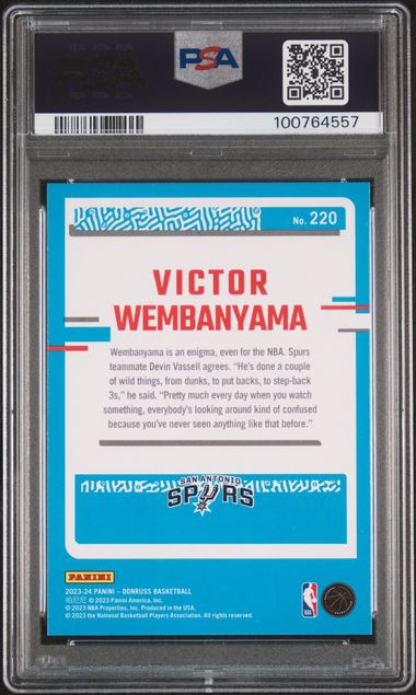 Victor Wembanyama 2023 Panini Donruss Holo Red & Gold Laser Rookie PSA 9