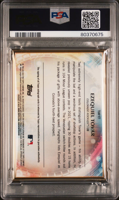 Ezequiel Tovar 2022 Bowman Transcendent red autograph #'d 1/1 PSA 9