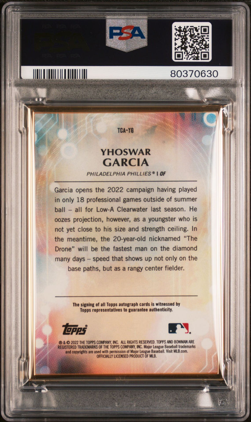 Yhoswar Garcia 2022 Bowman Transcendent autograph green 