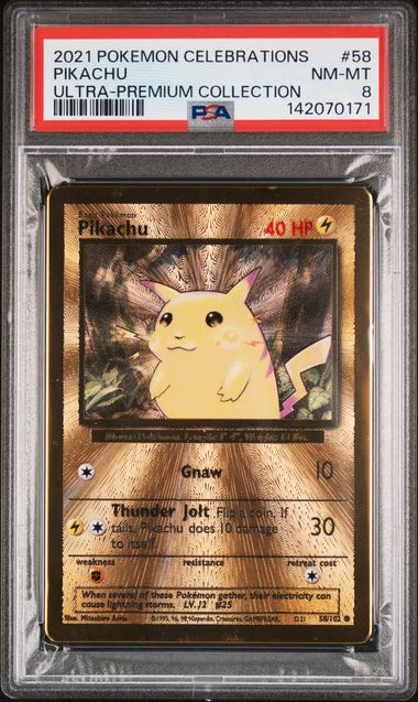 Pikachu Pokemon 25th Celebrations UPC Metal Promo 58/102 PSA 8