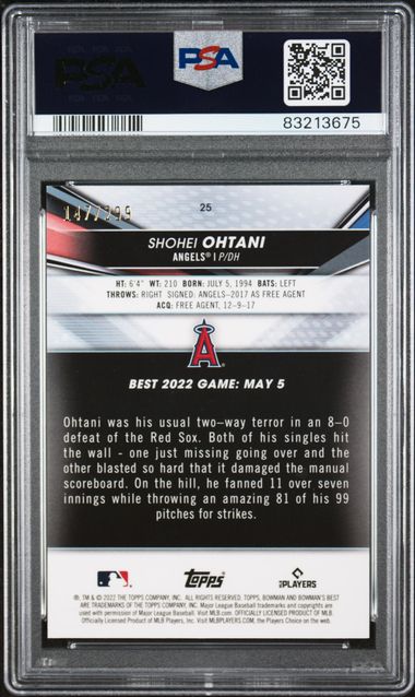 Shohei Ohtani 2022 Bowman's Best Mini Diamond Refractor #'d 147/299 PSA 10