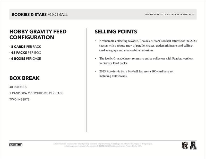 2023 Panini Rookies & Stars Football Hobby Gravity Feed Box