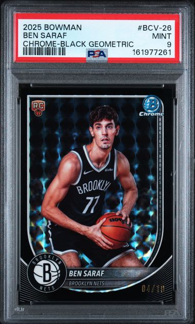 Ben Saraf 2025 Bowman Chrome Black Geometric Rookie #'d 04/10 PSA 9