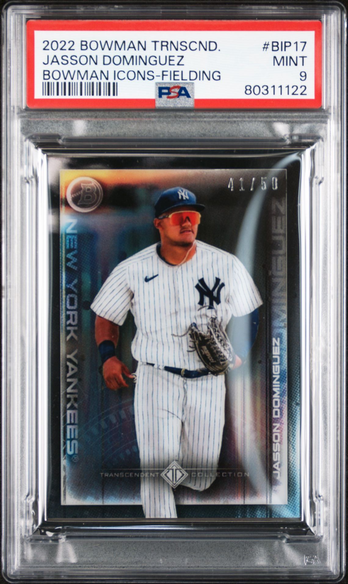Jasson Dominguez 2022 Bowman Transcendent Collection Bowman Icons /50 Fielding PSA 9