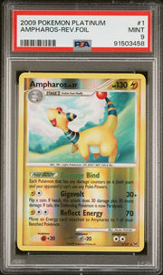 Ampharos 2009 Pokemon Platinum rare reverse foil #1/127 PSA 9