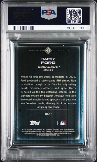 Harry Ford 2022 Bowman Transcendent Collection Bowman Icons /50 Swinging PSA 9