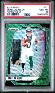 Braelon Allen 2024 Panini Prizm green wave prizm rookie card PSA 10