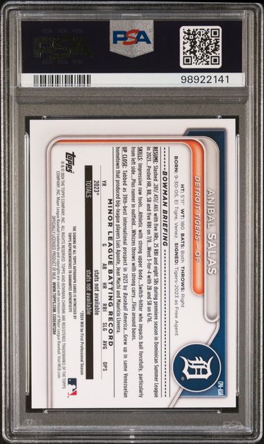 Anibal Salas 2024 1st Bowman Chrome autograph PSA 10