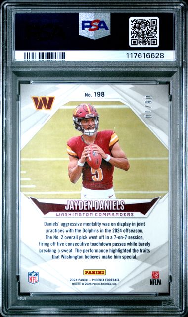 Jayden Daniels 2024 Panini Phoenix gold rookie card #'d 08/10 PSA 9