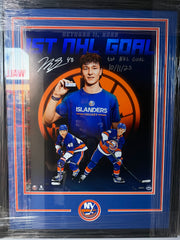 Matthew Schaefer Autographed & Inscribed “1st NHL Goal” 16x20 Framed Photo