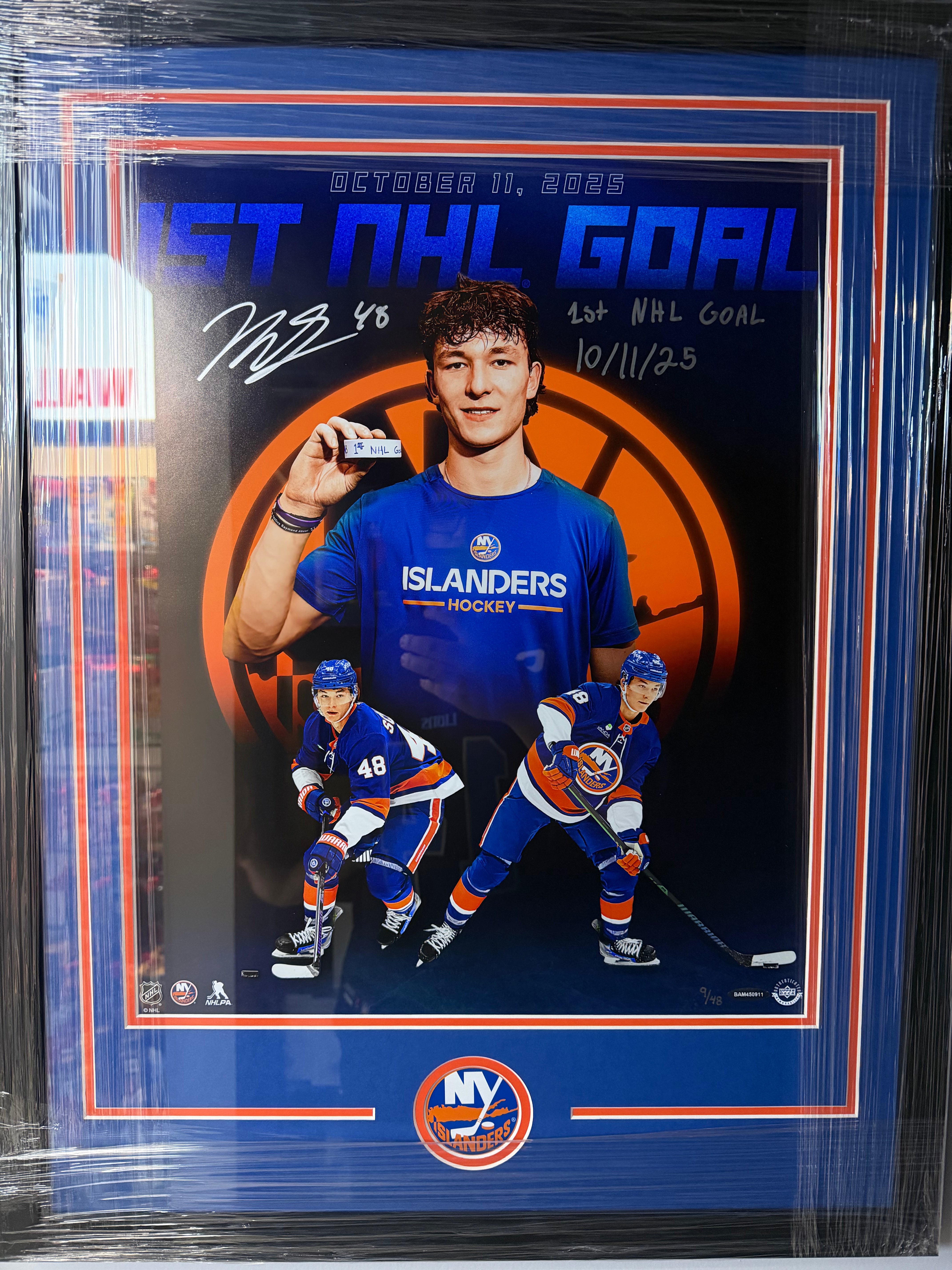 Matthew Schaefer Autographed & Inscribed “1st NHL Goal” 16x20 Framed Photo