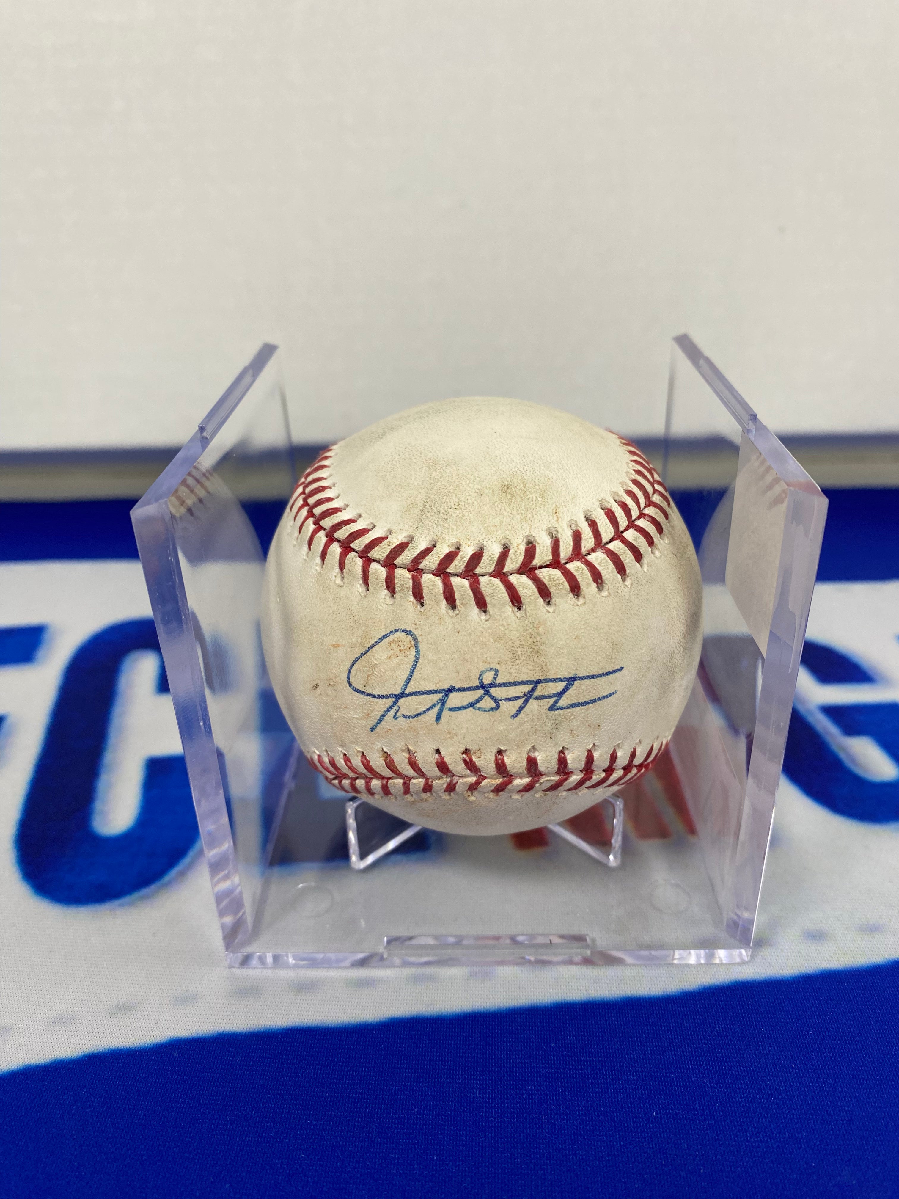 Giancarlo Stanton Autographed MLB Game Used Double Career Hit 865 Double 186 06/23/17