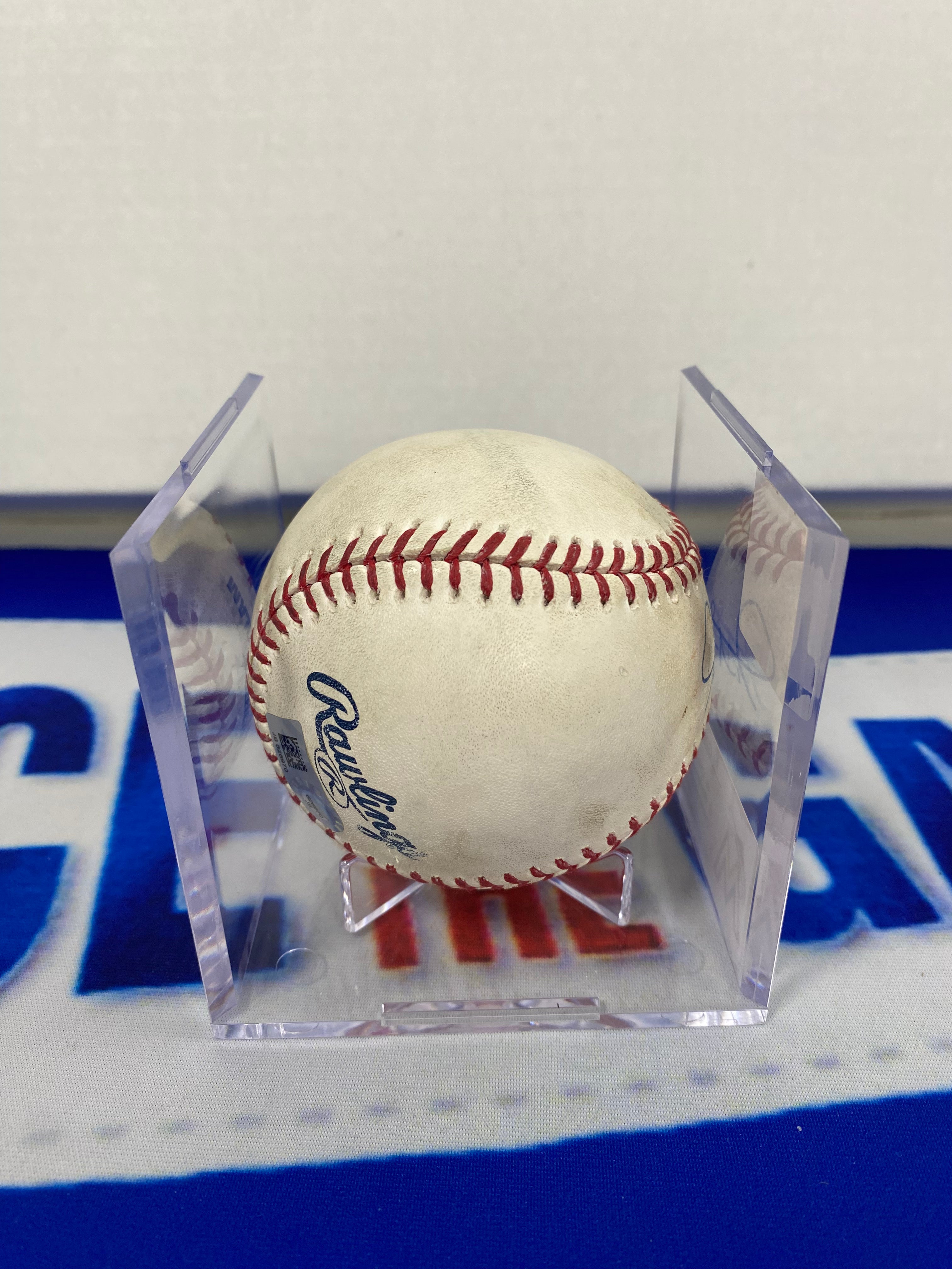 Giancarlo Stanton Autographed MLB Game Used Double Career Hit 865 Double 186 06/23/17