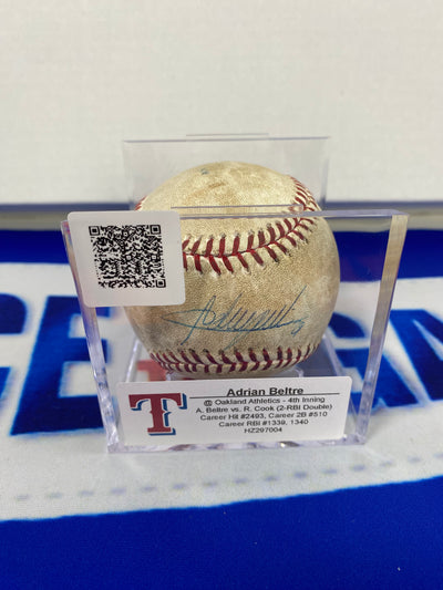 Adrian Beltre Autographed MLB Game Used Double Career Hit 2493 Double 510 RBI 1339 1340 06/16/14