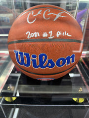 Cade Cunningham Autographed Basketball w/ Inscription "2021 #1 Pick" & Detroit Pistons Logo