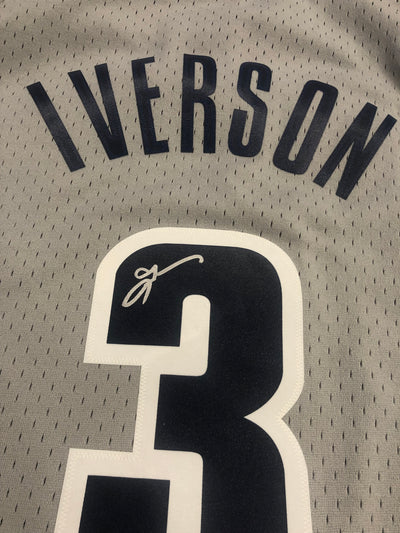 Allen Iverson Georgetown Hoyas Autographed Grey Replica Jersey Fanatics COA