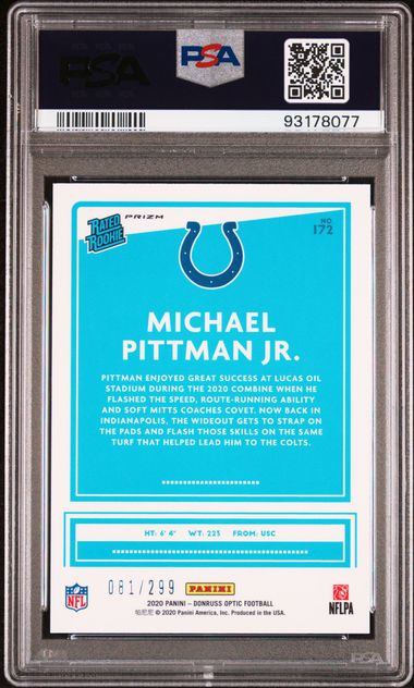 Michael Pittman Jr. 2020 Panini Donruss Optic Aqua prizm rookie card 